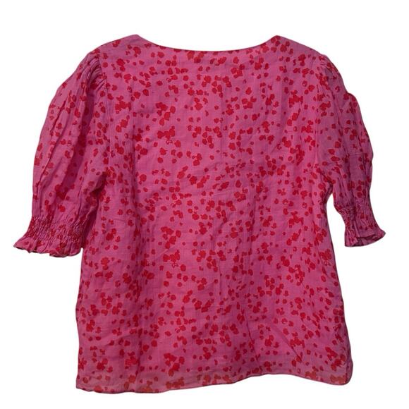 Caballero Pink Cheetah Ruffle Puff Top Blouse  Size Medium - Picture 5 of 6